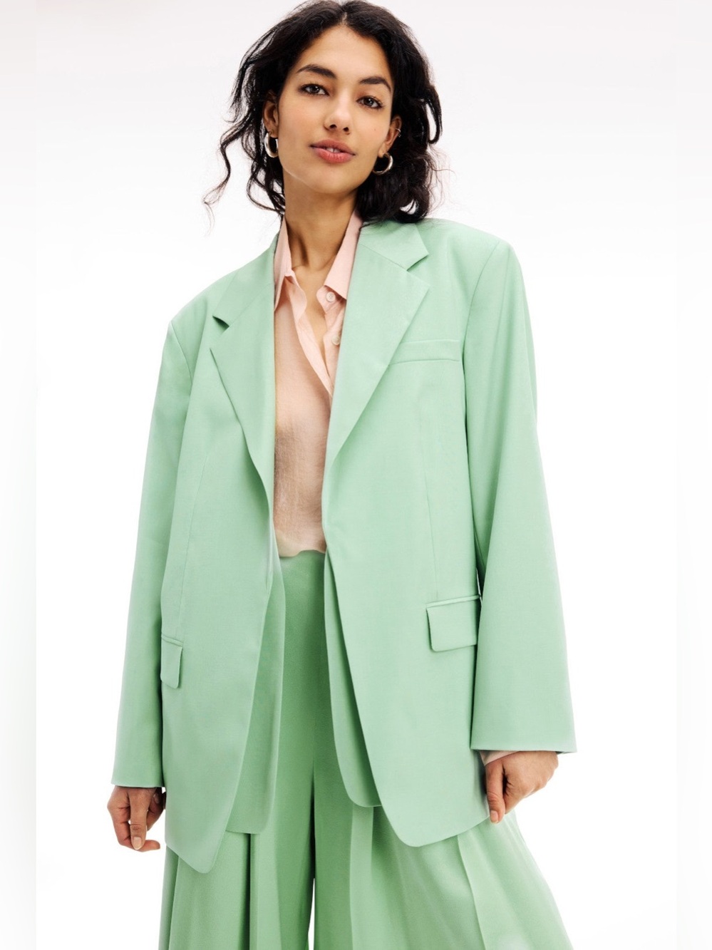 Boss Mint Green Oversized Blazer Jacket